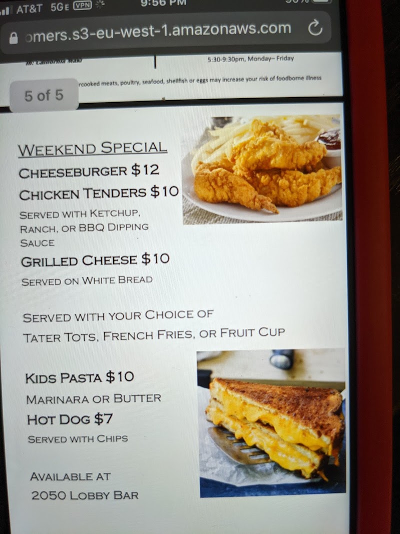 2050 Lobby Lounge Bar food